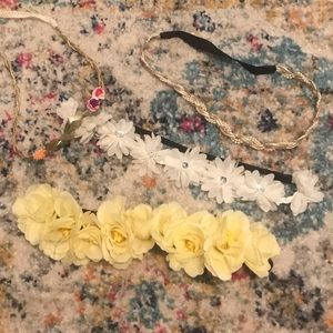 3 Flower Headbands